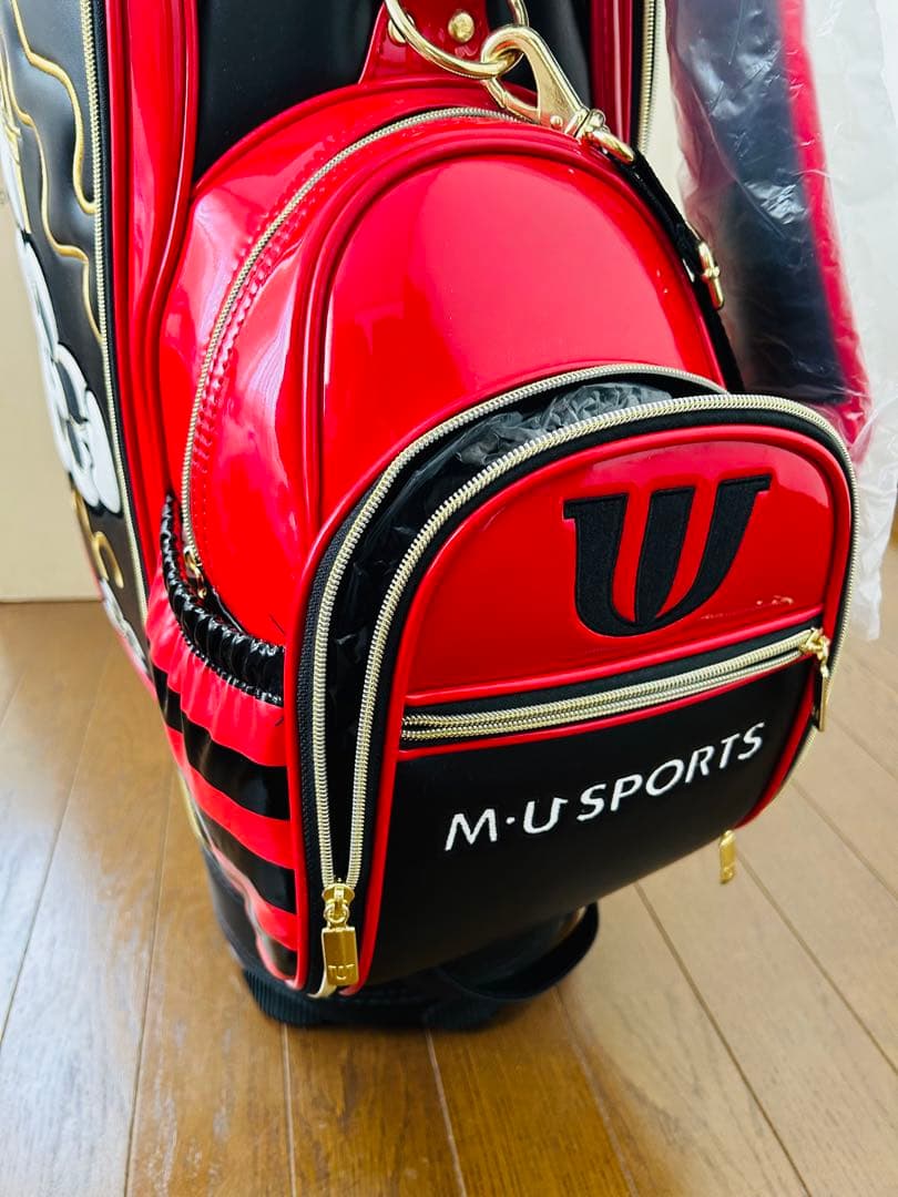 未使用品『M・U SPORTSウエサコ』キャディバッグ赤黒ゴルフバッグレディース