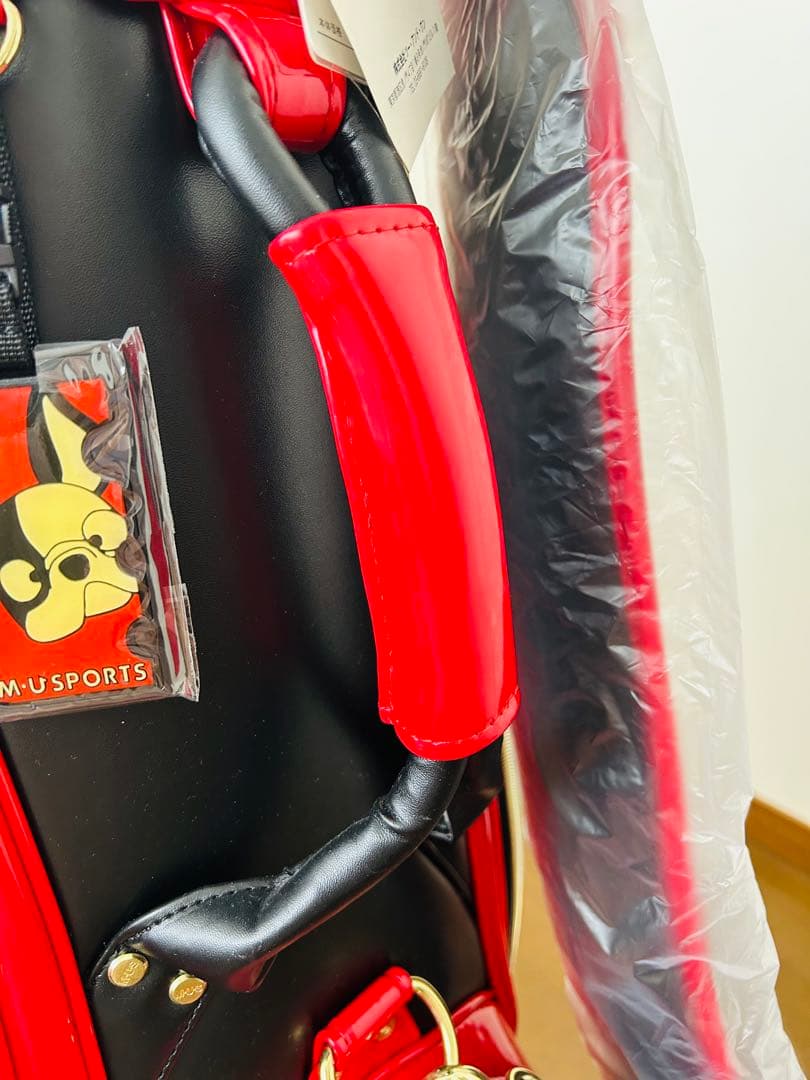 未使用品『M・U SPORTSウエサコ』キャディバッグ赤黒ゴルフバッグレディース