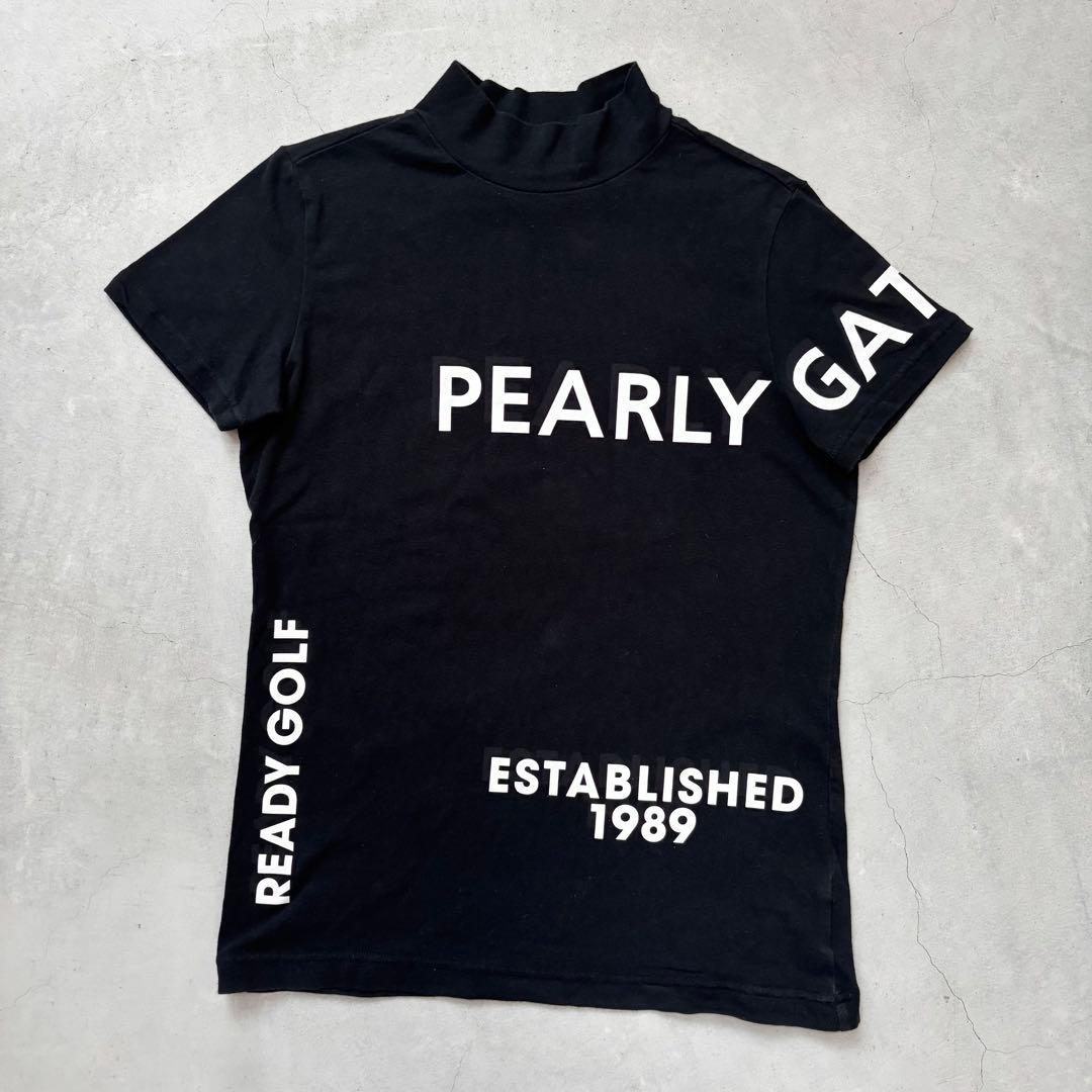 PEARLY GATES パーリーゲイツ ロゴプリント モックネック半袖Tシャツ