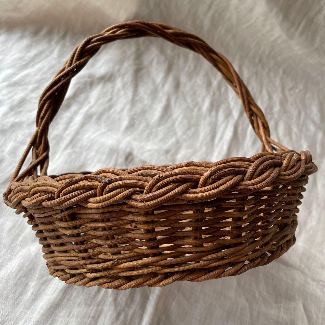 あけび　持ち手つき　バスケット　かご　古道具