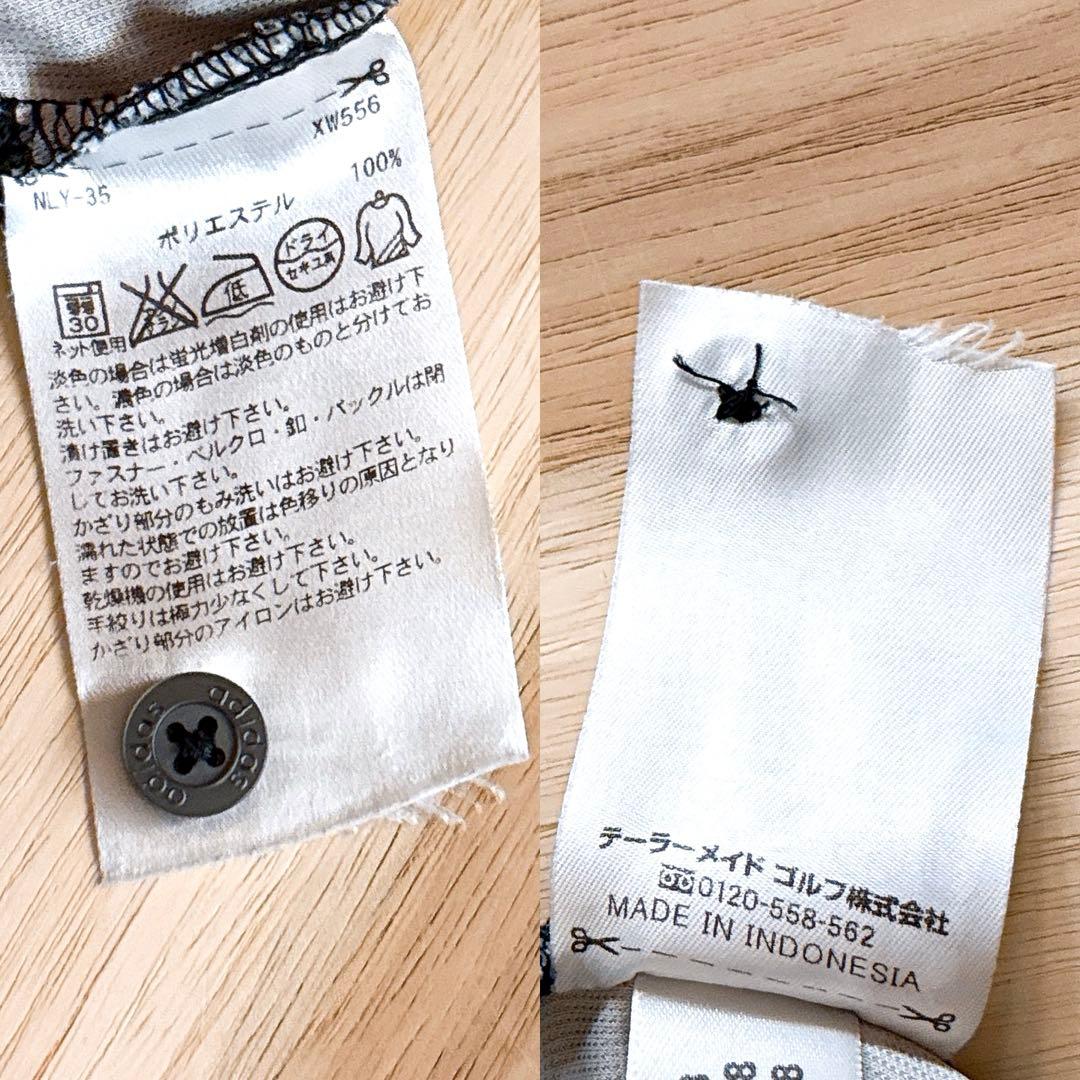 美品【アディダス】ゴルフ ドット ポロシャツ ワンピース モノトーン M 黒×白