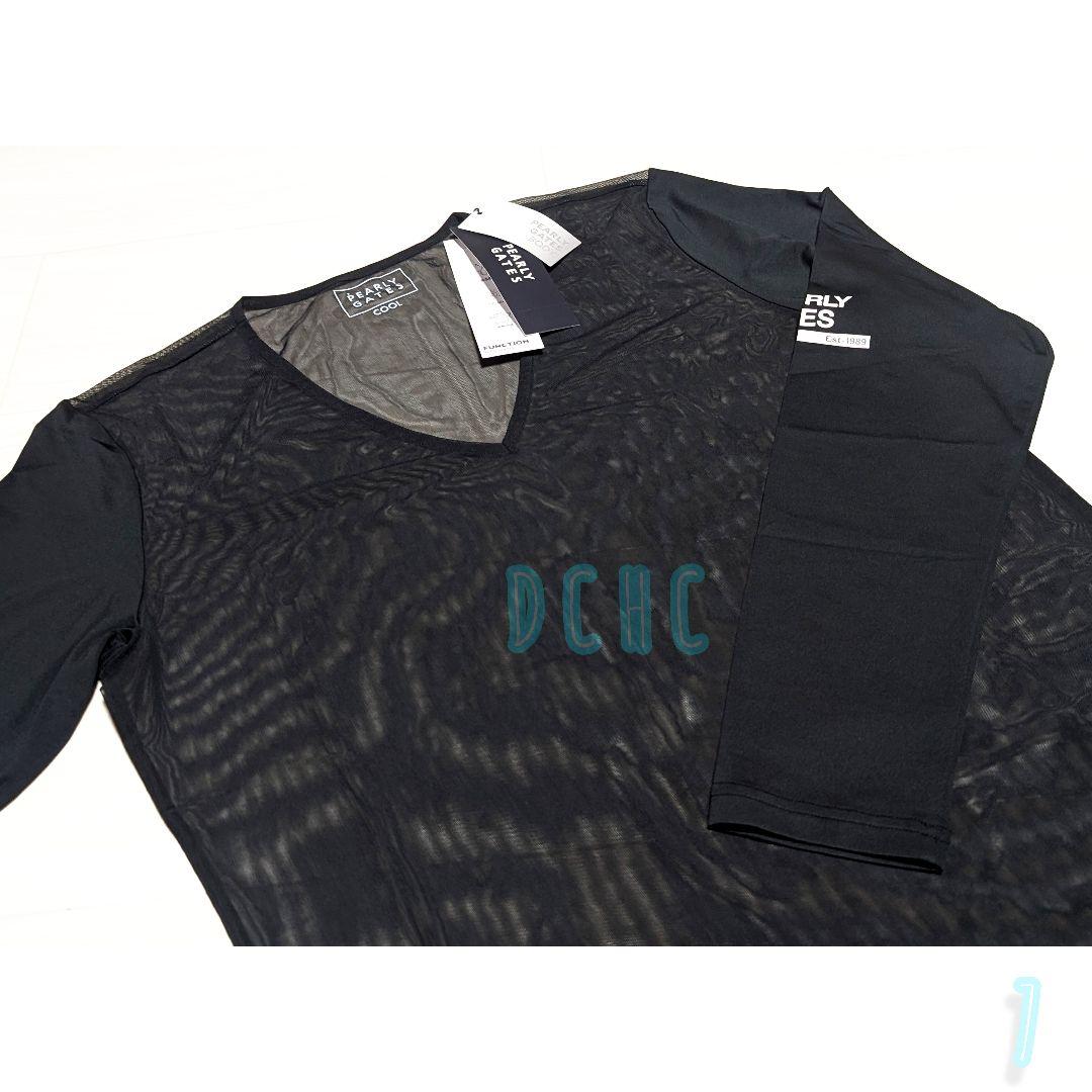 新品 【サイズ７(２ＸＬ)】【ブラック】パーリーゲイツ　長袖　Vネックシャツ