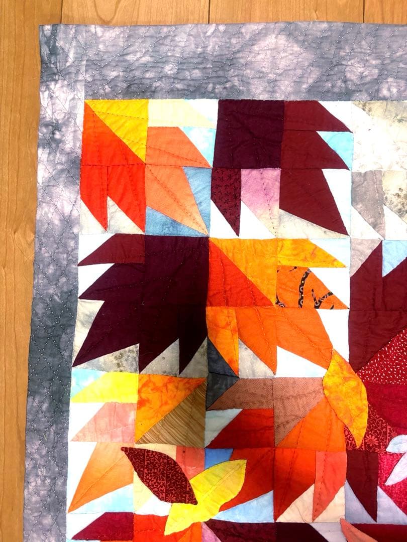 紅葉モチーフ パッチワークキルト ハンドメイド