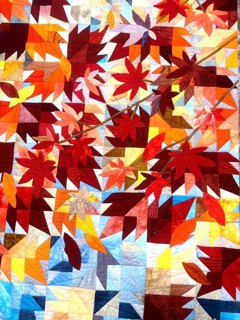紅葉モチーフ パッチワークキルト ハンドメイド