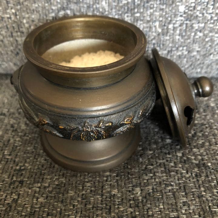 フタ付き香炉　坪型　高岡鋳物