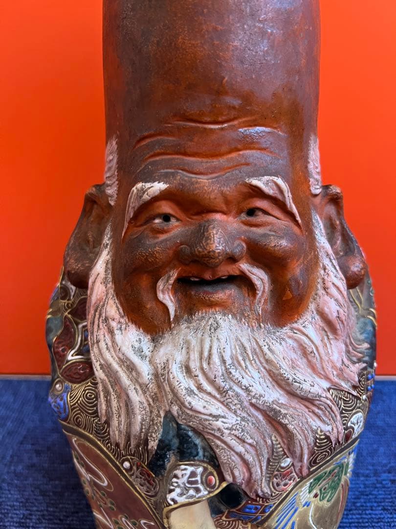 1162 希少　九谷焼　寿老人　置物　時代物