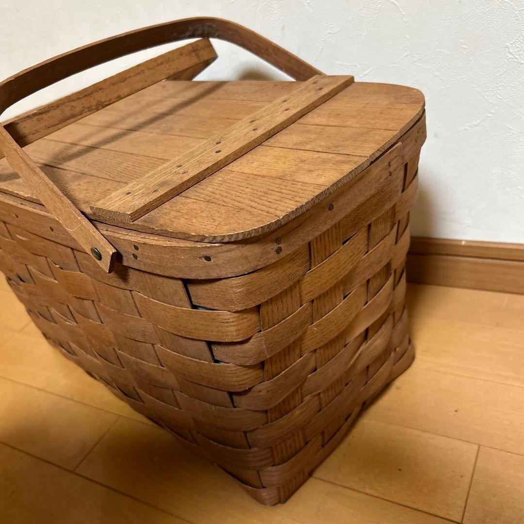 ウッド製　バスケットビル　蓋付き　バーモント　バスケット　ピクニック