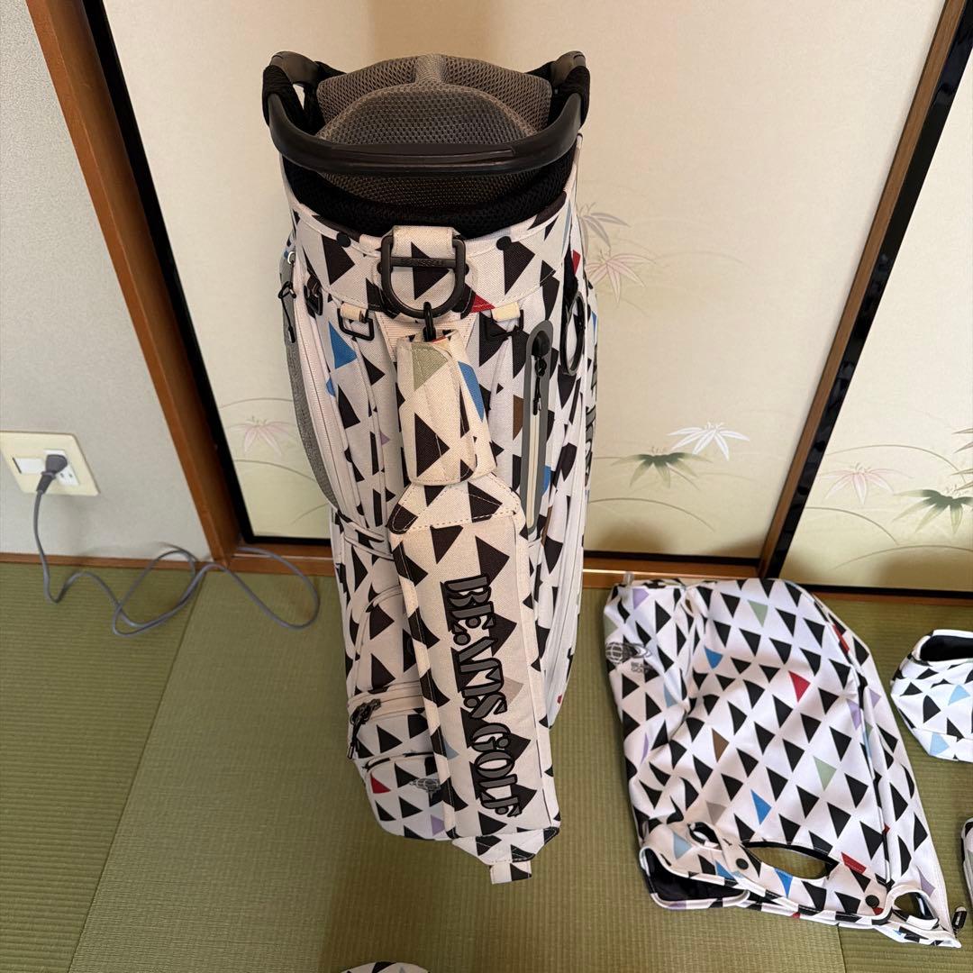 BEAMS GOLF 幾何学プリントキャディバッグ・ヘッドカバー他セット