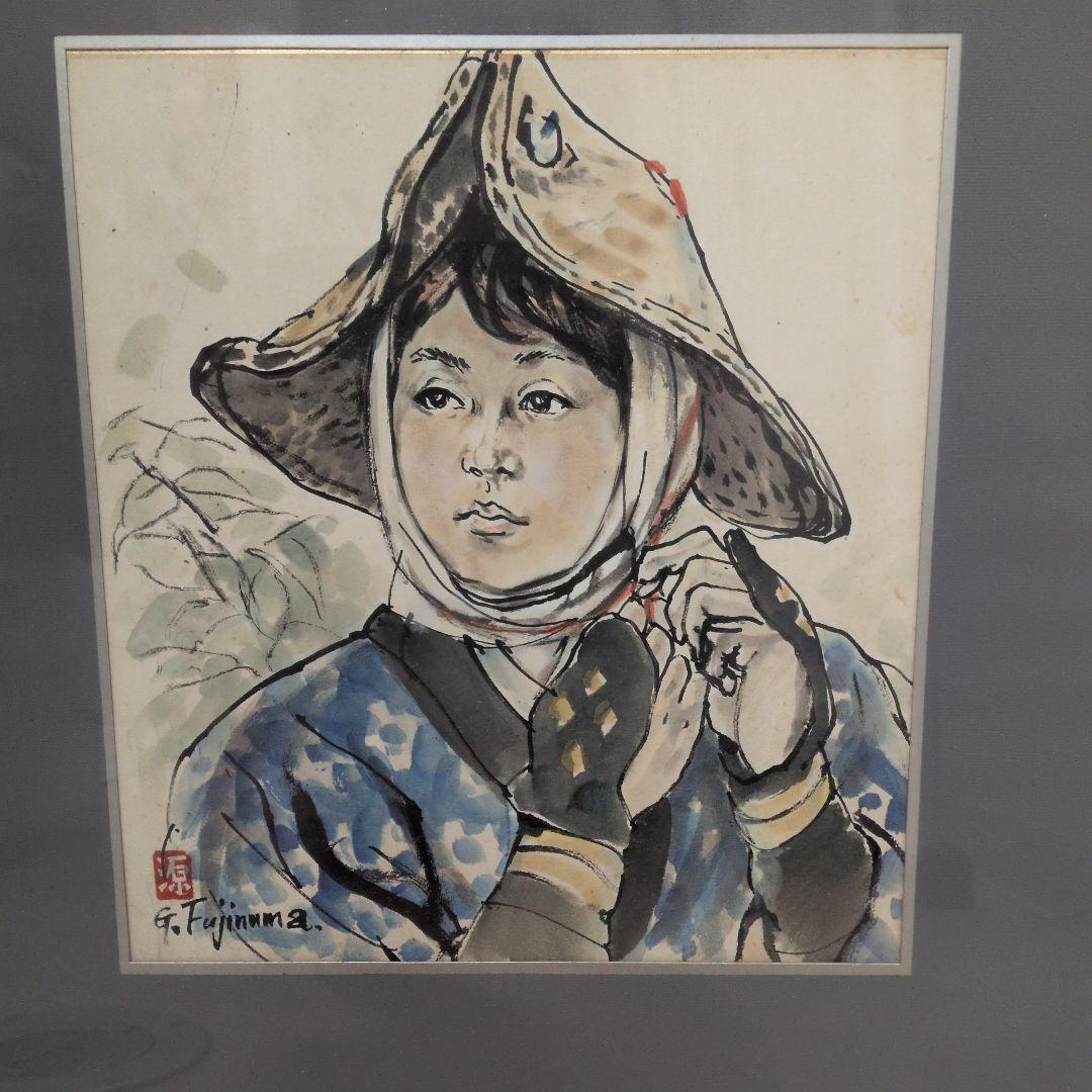 藤沼源三　雫石あねっこ 水墨画