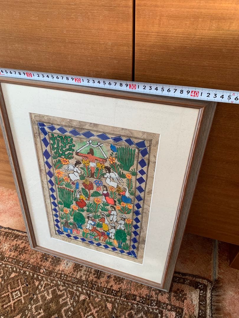 アート作品　和紙　南米　カラフル