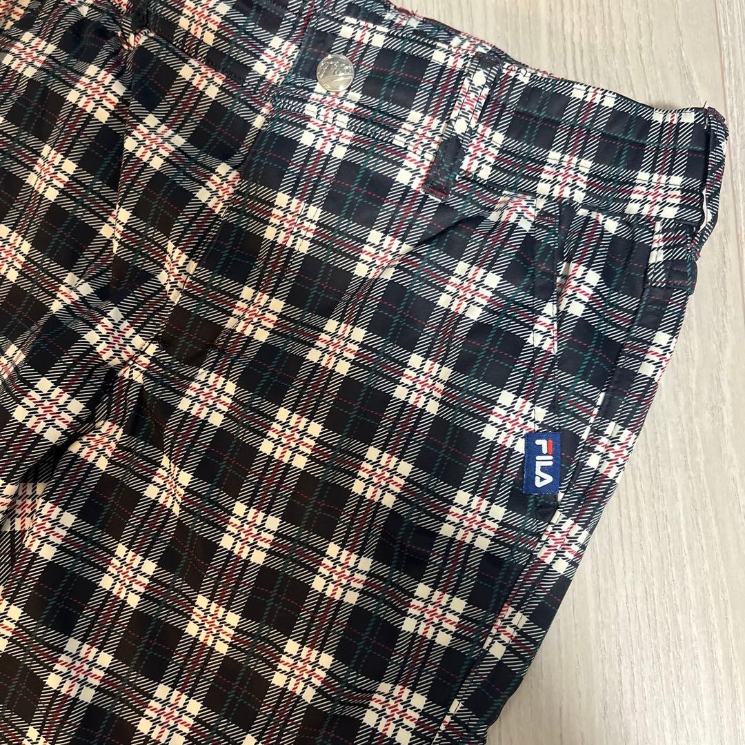 ゴルフウェア　FILA チェック柄 スリムフィットパンツ