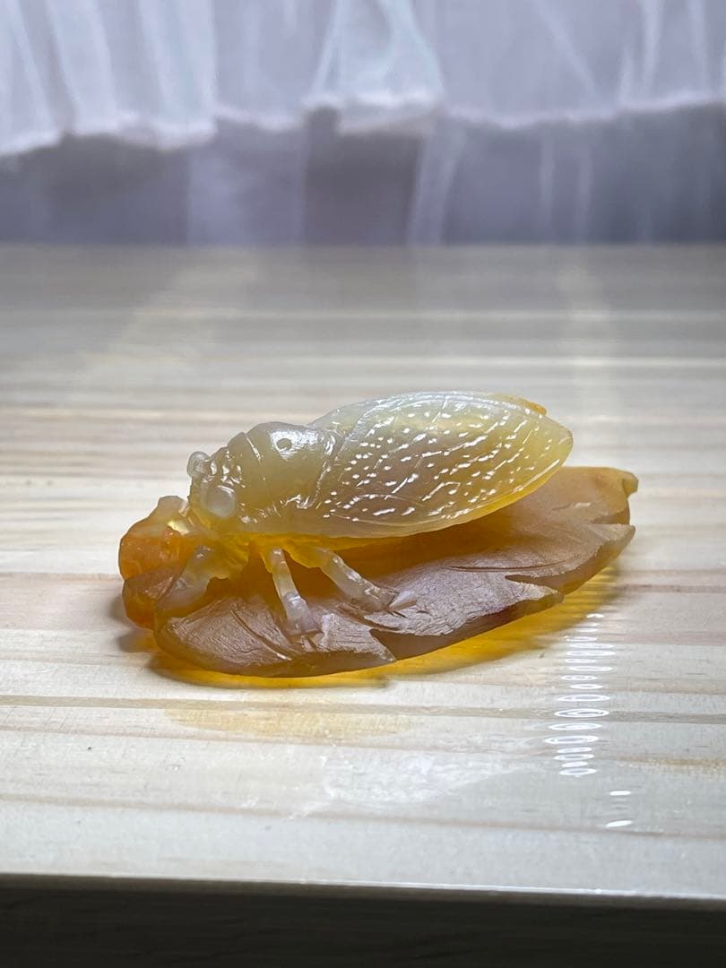 綺麗^ - ^ ❣️ 天然石　瑪瑙  セミ　金蝉　手彫り置物 原石