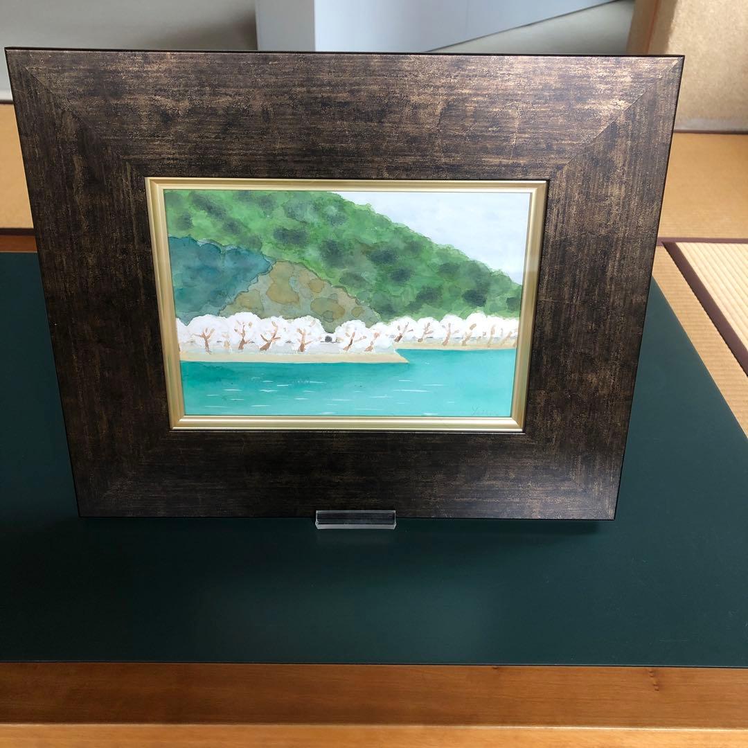 絵画　吉野晁生（よしのあさお）　タイトル「海津大崎の桜」