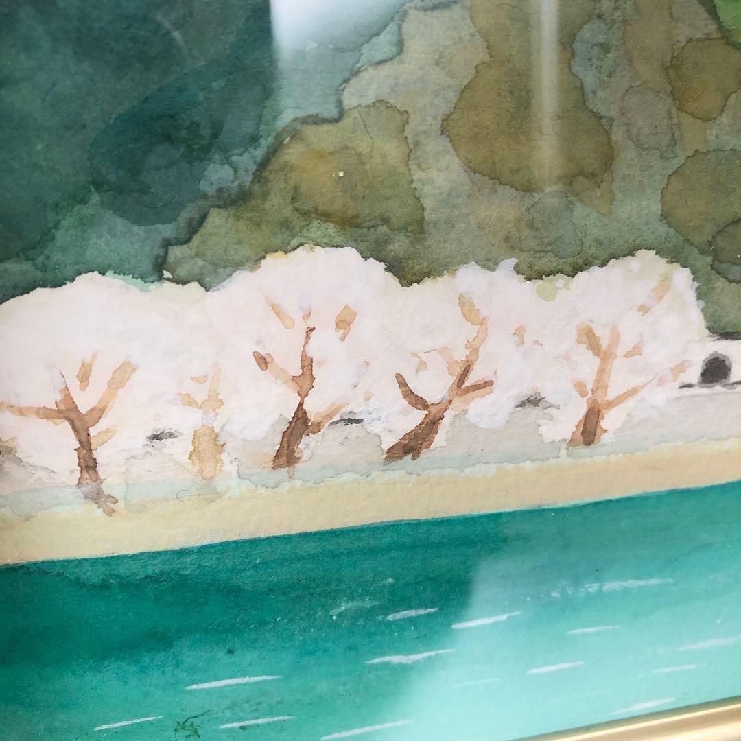 絵画　吉野晁生（よしのあさお）　タイトル「海津大崎の桜」