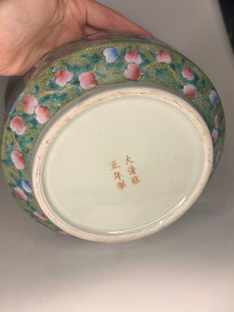 大清雍正年製 款 色絵 蓋物 果子器 菓子器 中国古美術 清代 蓋盒 鶴と花