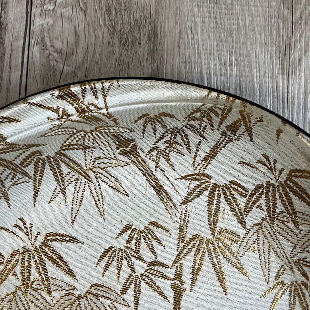 3F 【美品】ぎやまん金彩 竹模様 丸皿トレー 和モダン 菓子器 布地風デザイン