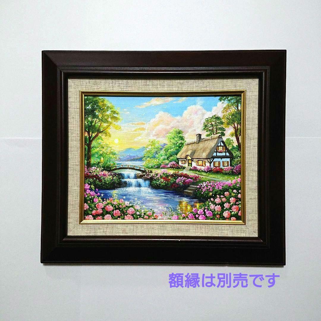 【薔薇が咲く頃】アクリル画 F3 風景画 絵画