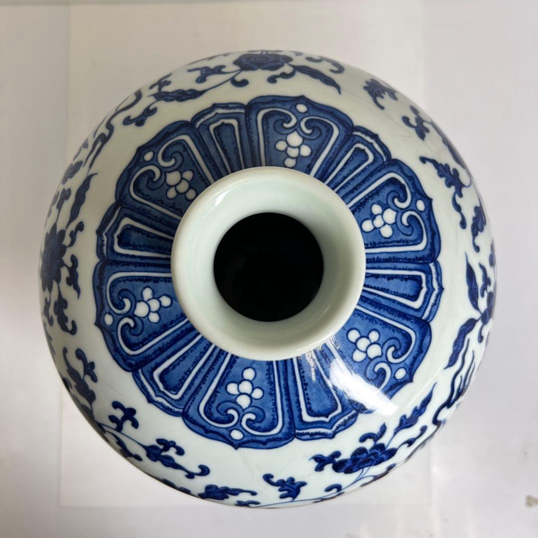 専用　中国清時代大清乾隆年製青花龍図花瓶　高さ35cm 東K8-0312トコオコ