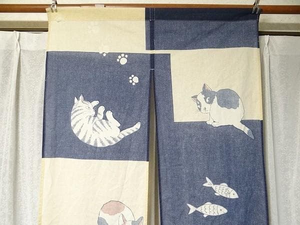 希少 ビンテージ 猫 ネコ キャット 暖簾 レトロ 当時物