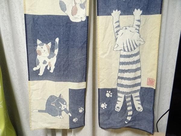 希少 ビンテージ 猫 ネコ キャット 暖簾 レトロ 当時物