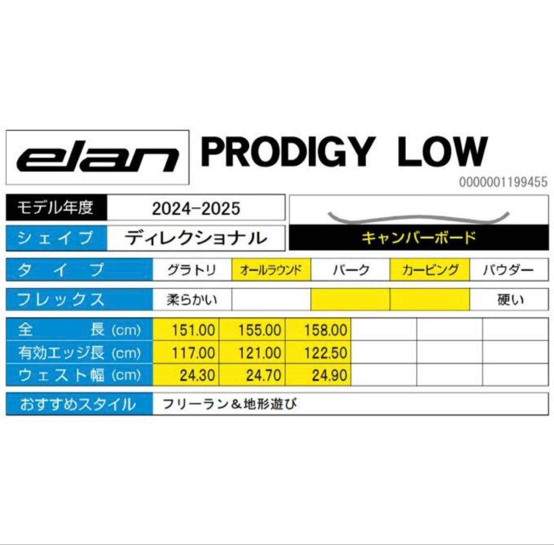 Elan Prodigy Low スノーボード (板のみ)