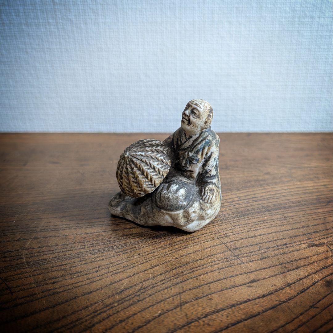 【極上・音良】西行法師 磁器製 置物 明治〜昭和初期 添景 煎茶飾り 骨董