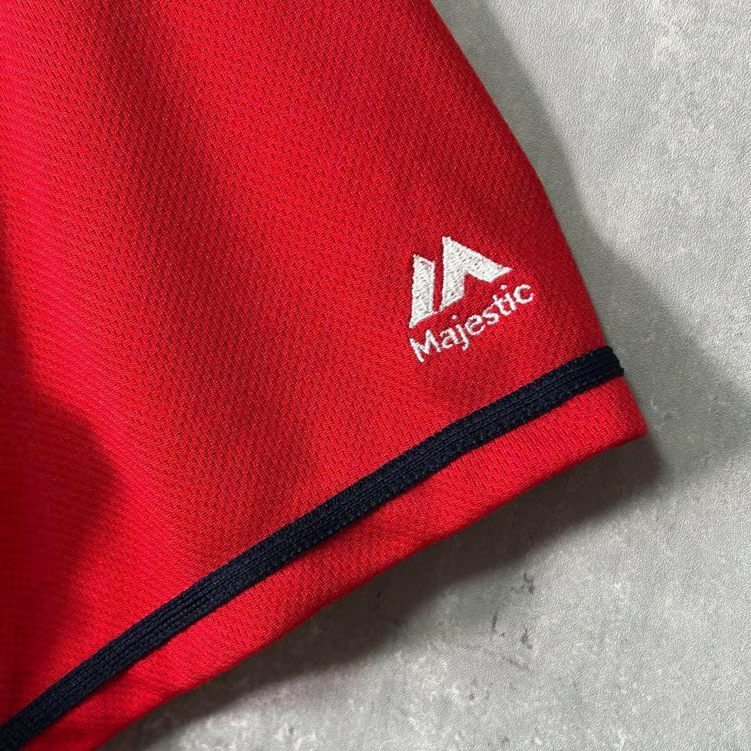 美品 USA製 Majestic MLB ブレーブス ユニフォーム 刺繍 赤