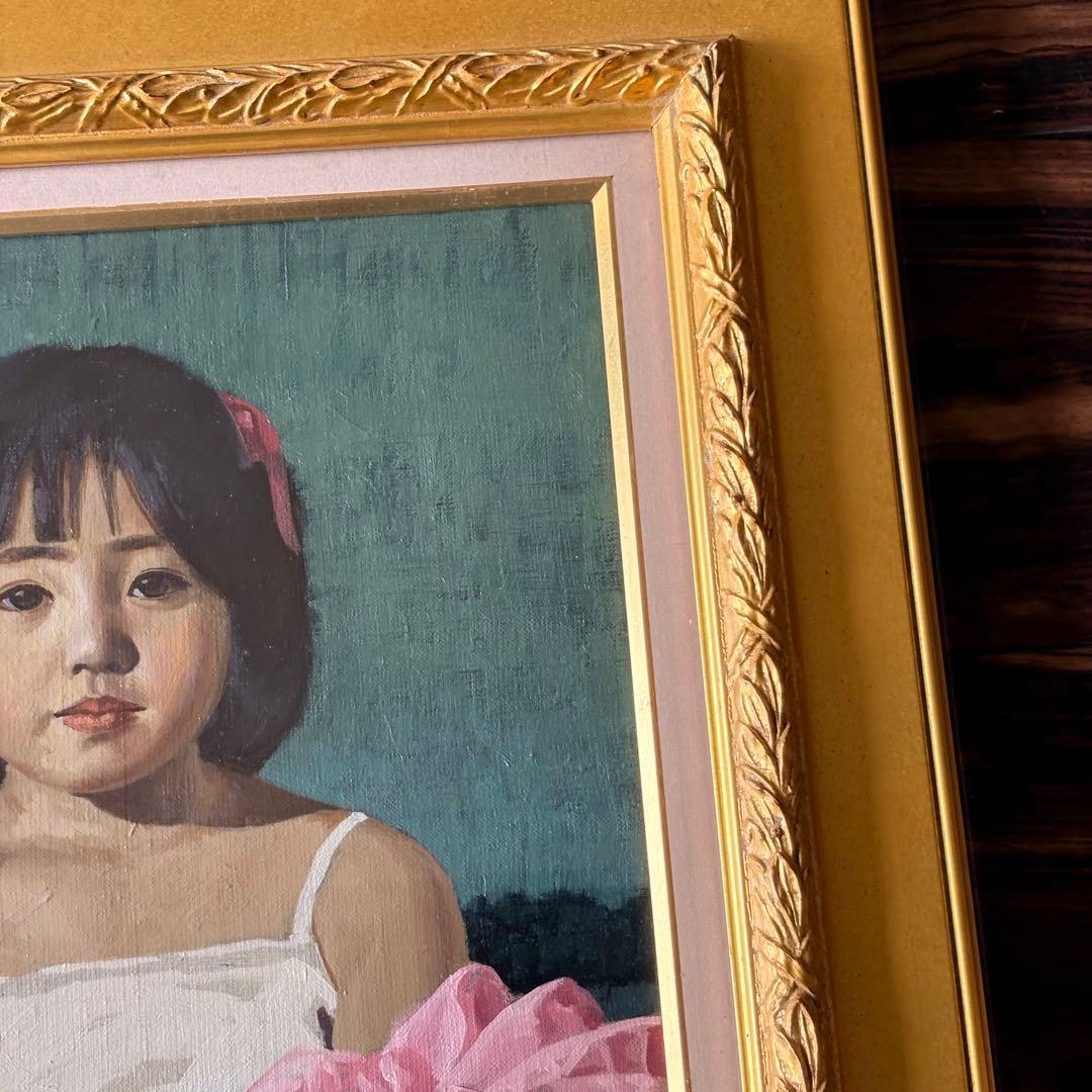 宮平勉 小さな踊り子 絵画 油彩画 油絵 額装 人物画 油彩 アートC