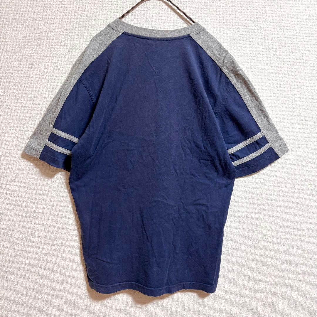c580 NYヤンキース 刺繍ロゴ 切替デザイン Tシャツ XL ストリート野球