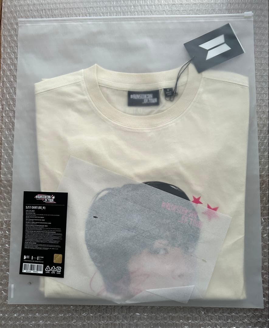 RUNSEOKJIN 公式　BTSジン　顔Tシャツ　ベージュ　Mサイズ