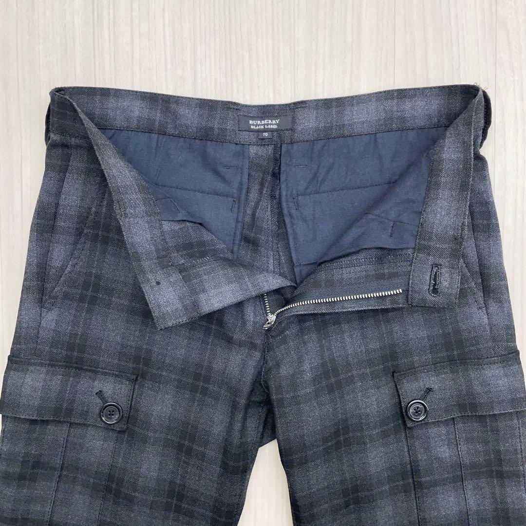☆ BURBERRY BLACK LABEL チェック柄 カーゴパンツ 70