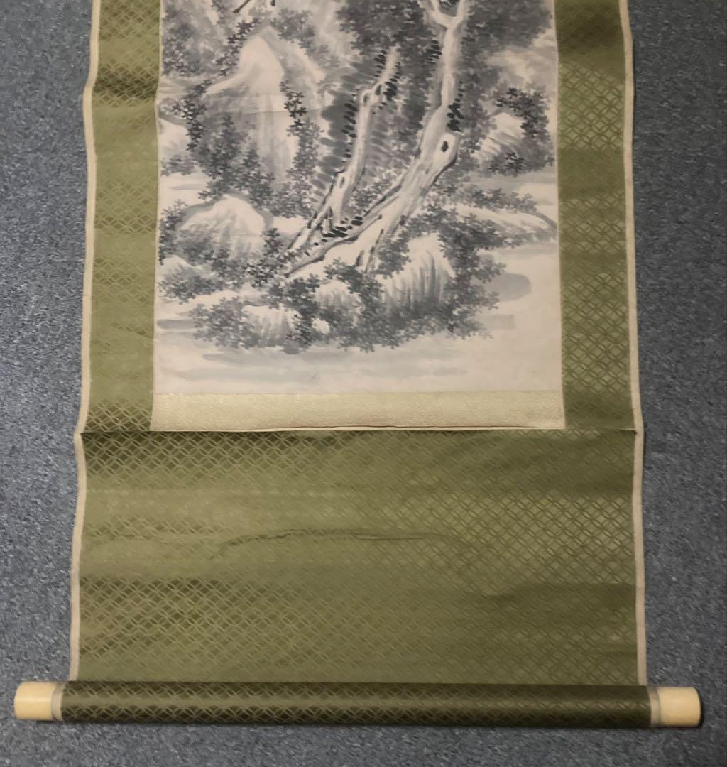 完全ジャンク品 水墨山水之図 掛軸 作者不明