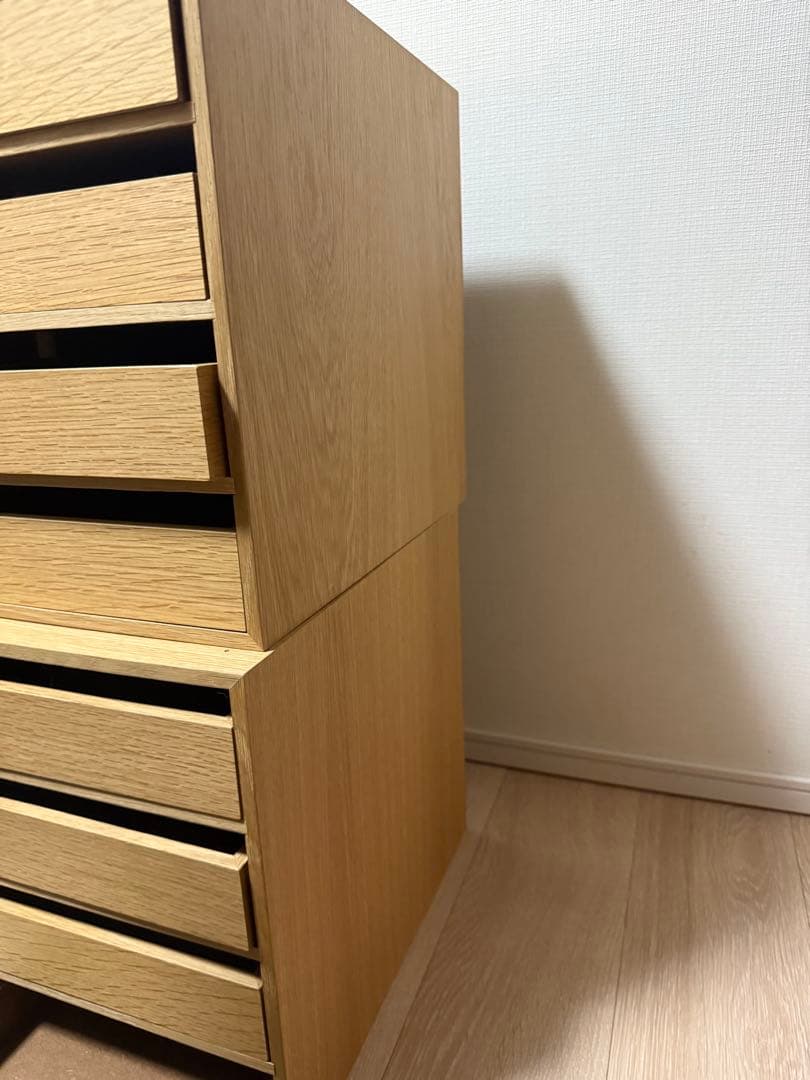 廃盤　無印良品 木製収納ケース・引出式・４段・オーク材　二つセット