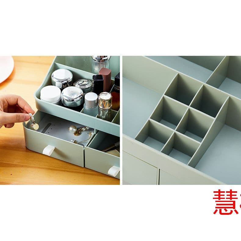 卓上収納ボックス　引き出し　プラスチック　コンパクト　多機能　口紅入れ　分格@