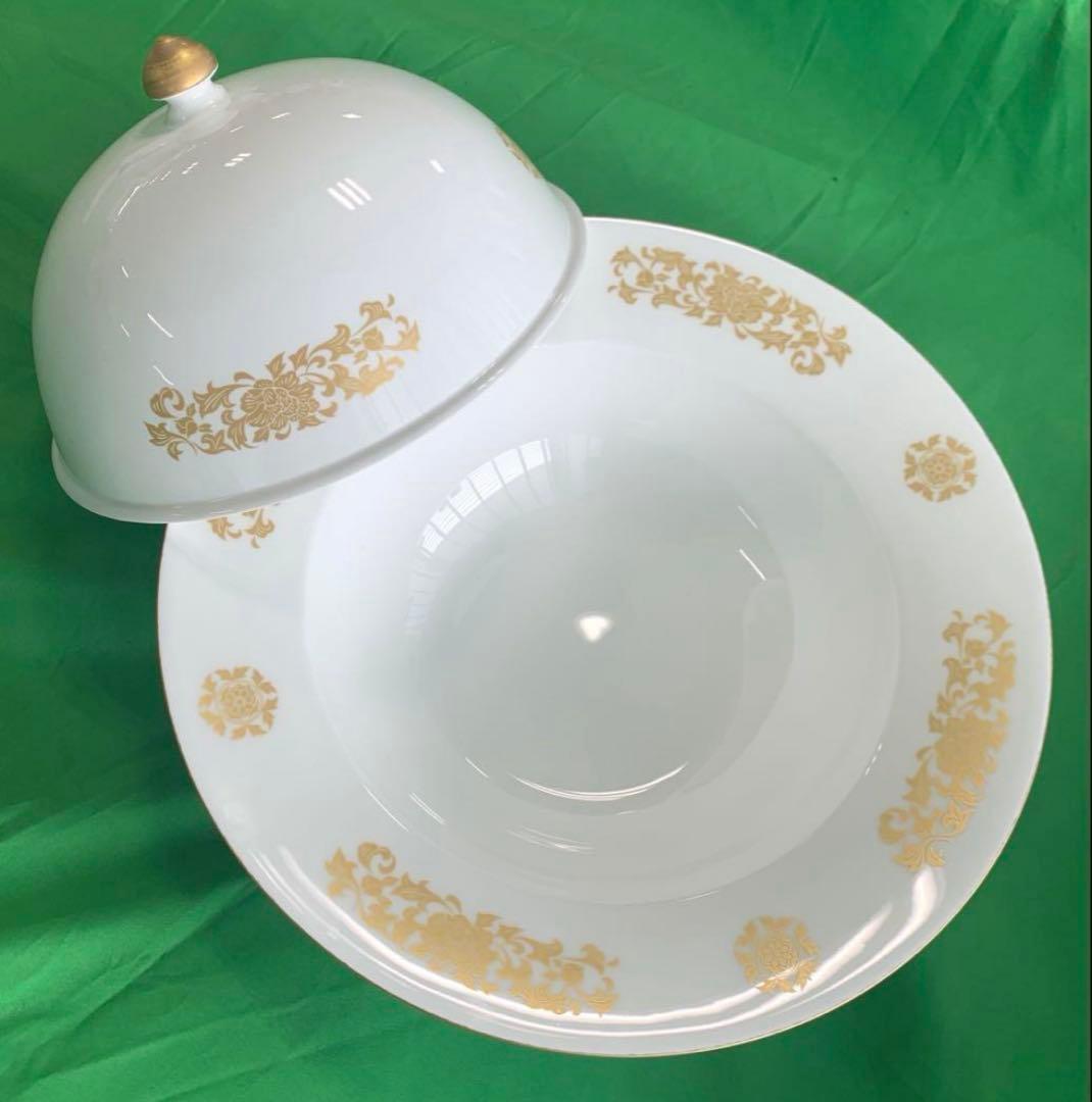 美濃焼 金彩唐草 金彩唐草 蓋付スープボール 30.5×21cm