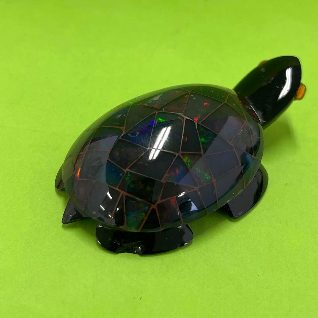 オパール　亀　置物