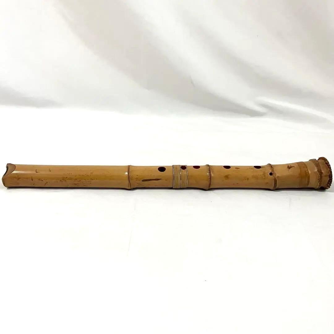 尺八 精華銘印 竹製 1尺6寸管 7孔 笛 和楽器