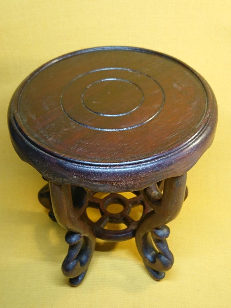 唐木　花台　香炉台　中国古玩　置物　インテリア　工芸品　美術品　A2983