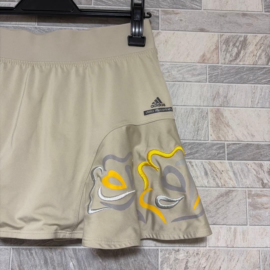 adidas ステラマッカートニー スコート スカート 刺繍 ベージュ L