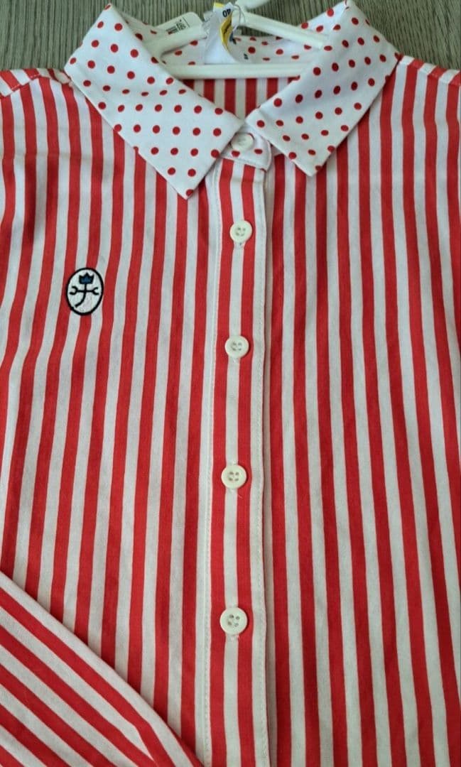 ★新品★カステルバジャック★ゴルフ★ストライプ★40★M★綿100★長袖★