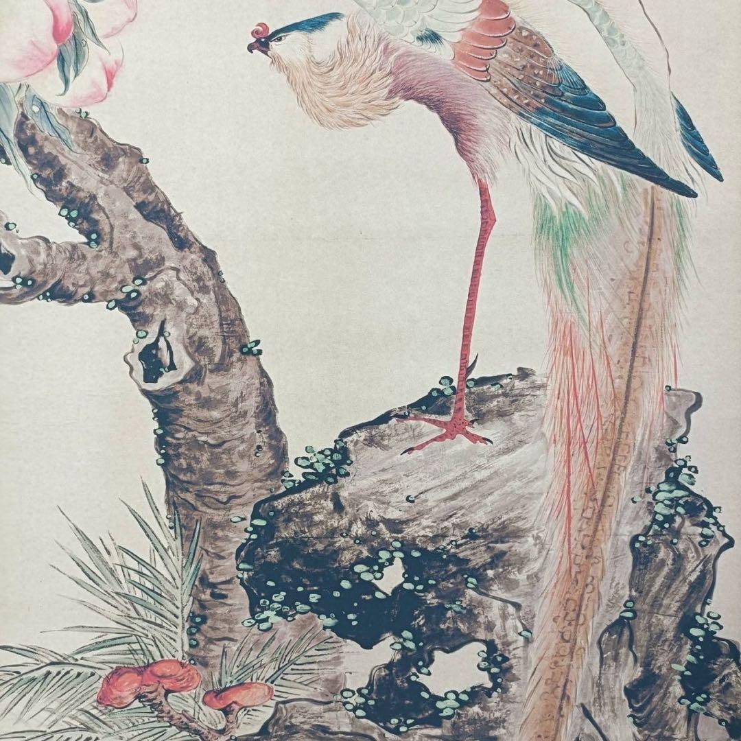 唐寅 仙寿图 中国画 掛け軸 水墨画 和室 玄関 茶室 壁掛け 美術品