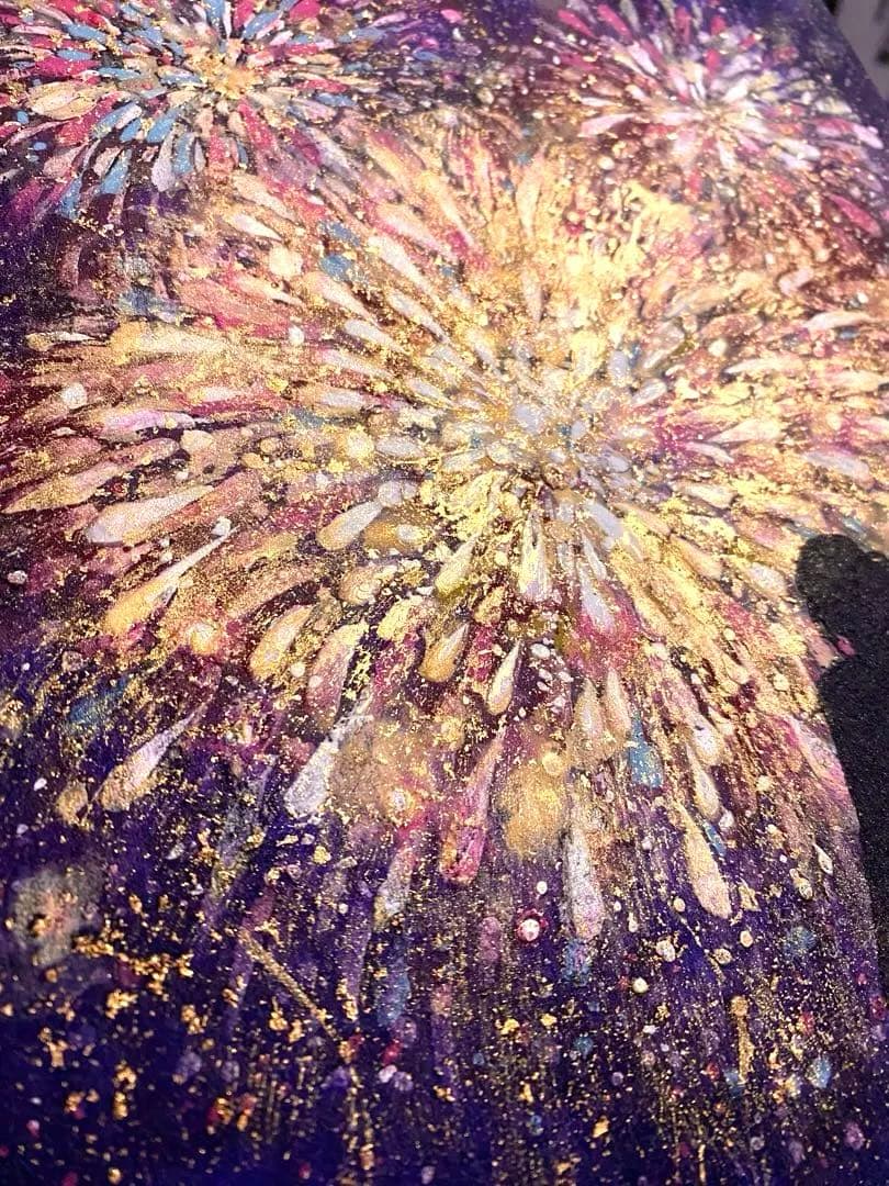 【原画・一点物】花火｜江川史織作|金箔使用｜日本画｜29.7×21cm