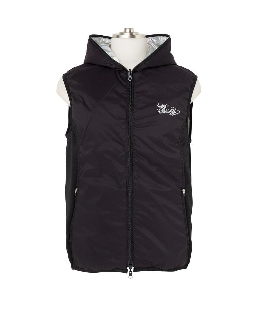 新品☆ダンスウィズドラゴン NYストレッチ タフタ リバーシブルベスト☆青☆XL