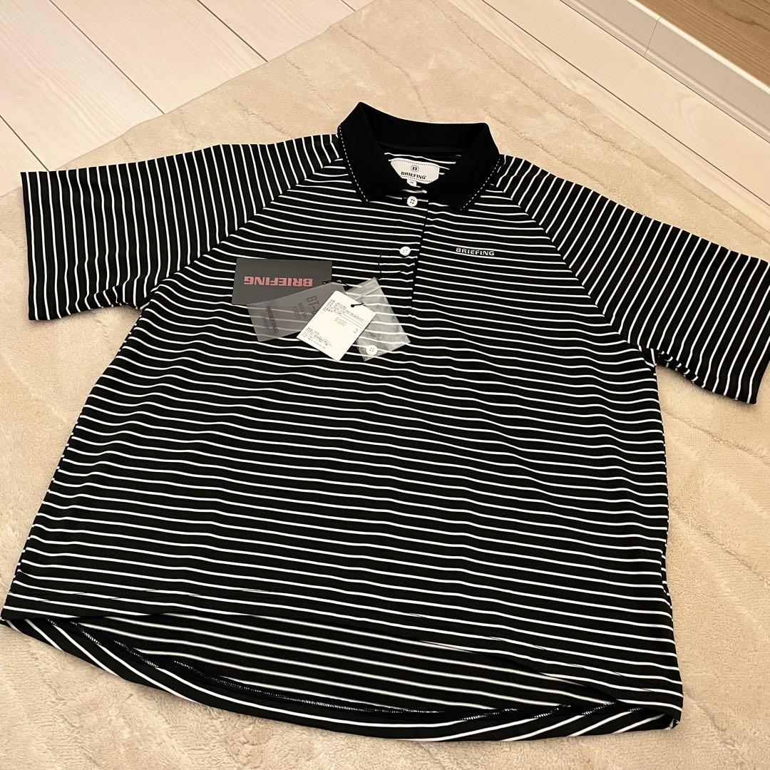 新品★22,000円 BRIEFING 黒M リラックスポロシャツ ストライプ