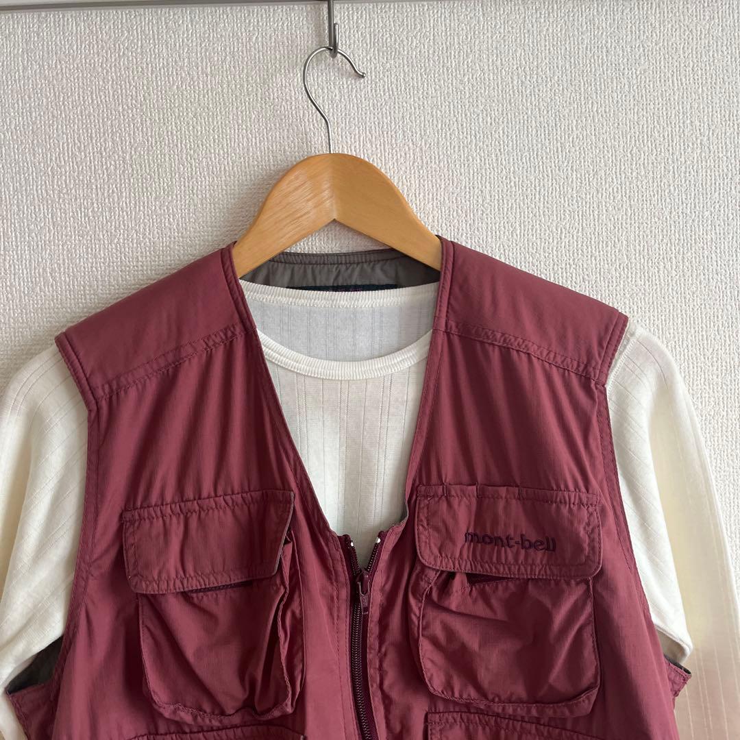 old mont-bell バーガンディ フィッシングベスト