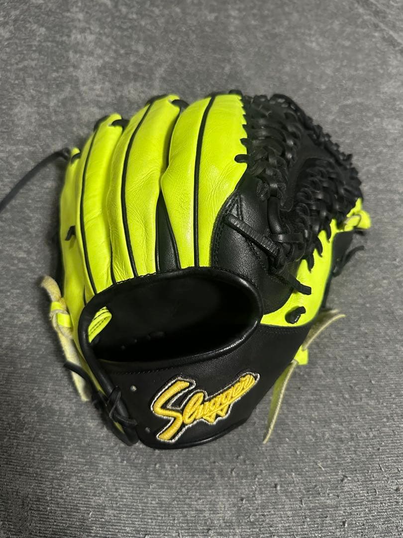 久保田スラッガー 限定 軟式 グローブ 黒/蛍光イエロー 【美品】 型付け済み