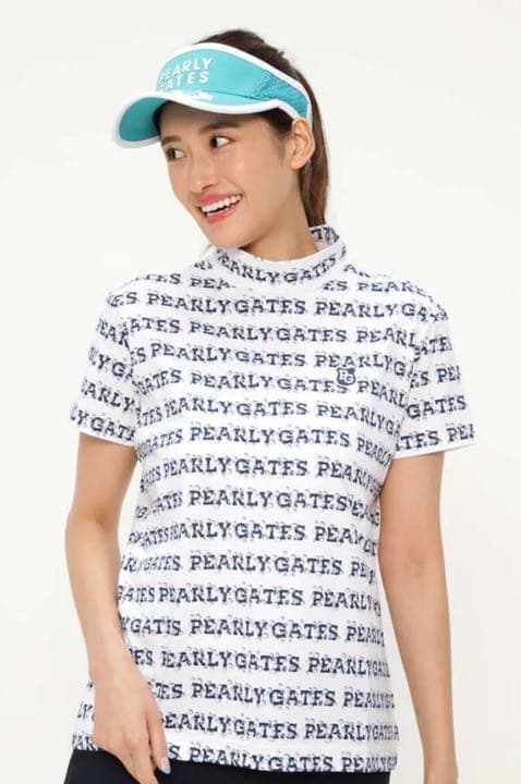 サイズ②☆パーリーゲイツ☆半袖ハイネック　カットソー　ロゴプリント☆新品