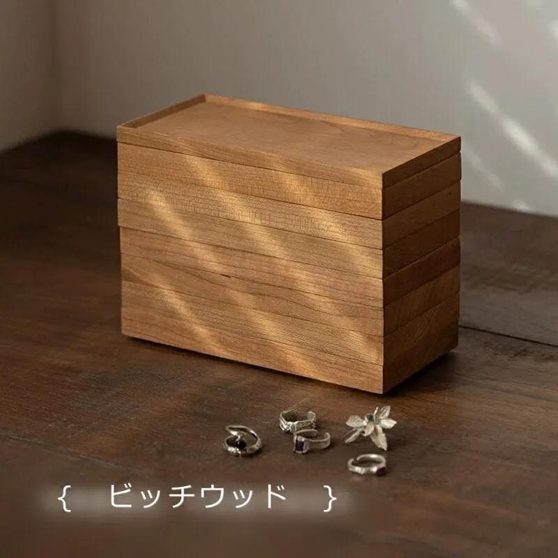 Ring Case 8点 チェリー材 アクセサリートレー ピアスケース指輪ケース