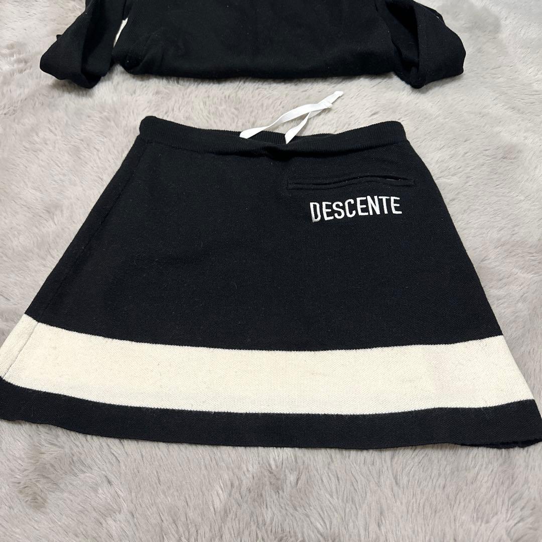 DESCENTE ニットセットアップ　 ブラック/ホワイト
