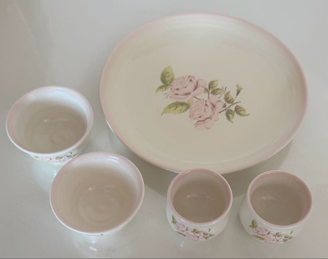 イマンダイアナローズ浪漫和陶器珍味2個＆6寸皿＆ミニカップ2個